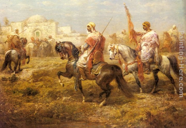 Adolf Schreyer Arab Cavalry Approaching an Oasis